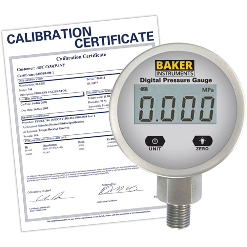 B5000 Series Pressure Gauge with ISO Certificate, 2-1/2" , 0 - 3000 psi, Bottom Mount, Digital OSI Industrial Sales