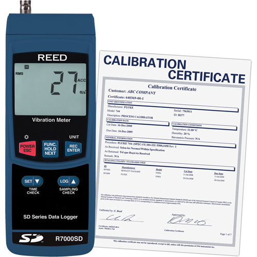 Vibrom&egrave;tre &agrave; enregistrement de donn&eacute;es avec certificat ISO, 10% - 85% HR, 32°- 122° F ( 0° - 50° C ) OSI Industrial Sales