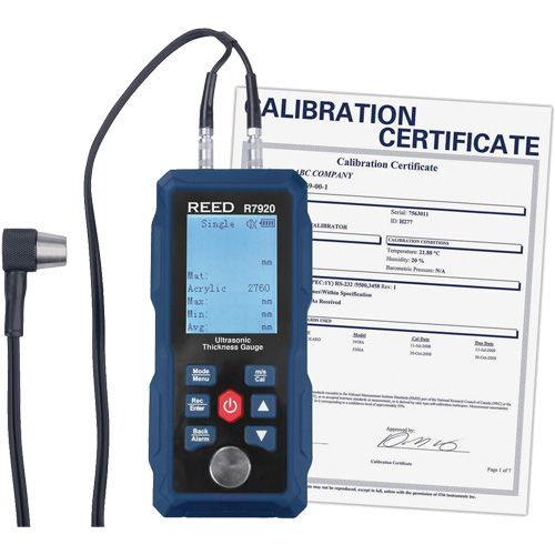 Thickness Gauge with Calibration Certificate, Digital Display, Ultrasound, 0.04" - 11.8" (1 mm - 300 mm) Range OSI Industrial Sales