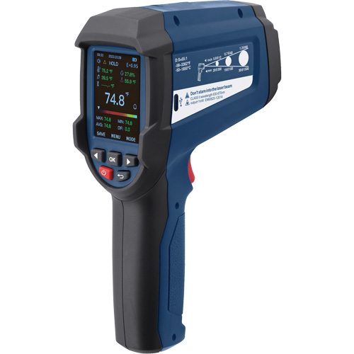 Professional Infrared Thermometer with Integrated Type K Thermocouple, -58 - 3362°F (-50 - 1850°C), 55:1, Adjustable Emmissivity OSI Industrial Sales