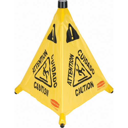 Pop-Up Safety Cone, Trilingual With Pictogram OSI Industrial Sales