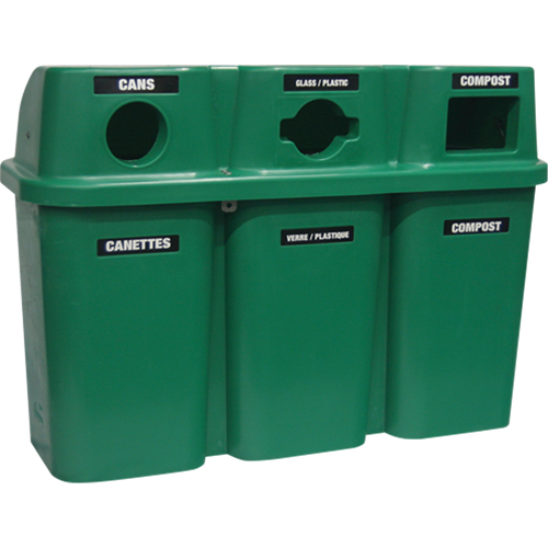 Recycling Containers Bullseye, Curbside, Plastic, 3 x 22 US Gal. OSI Industrial Sales