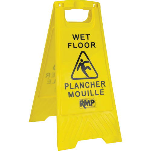 Safety Wet Floor Sign, Bilingual with Pictogram OSI Industrial Sales