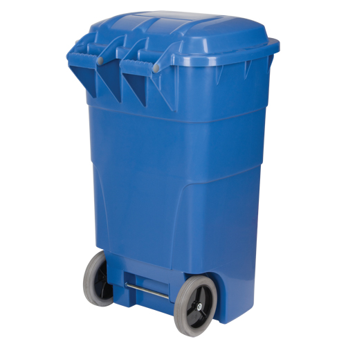 Roll Out Recycling Bin, Curbside, Polyethylene, 65 US gal. OSI Industrial Sales