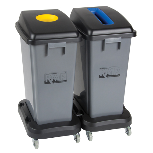 Socle roulant pour contenant &agrave; d&eacute;chets & &agrave; recyclage, Polypropyl&egrave;ne, Noir, Convient aux contenants  OSI Industrial Sales