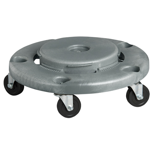 Waste Container Dolly, Polyethylene, Grey, Fits: 24" Dia. OSI Industrial Sales