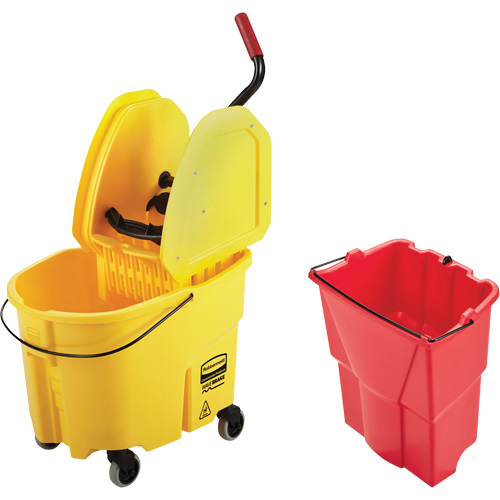 WaveBrake&reg; Mop Bucket & Wringer Combo Pack, Down Press, 8.75 US Gal.(35 Quart), Yellow OSI Industrial Sales