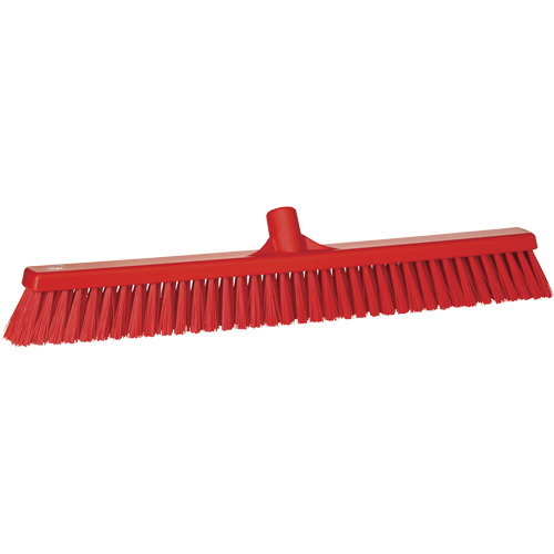Combo Bristle Push Broom, Coarse/Fine Bristles, 24-1/2", Polyester, Red OSI Industrial Sales
