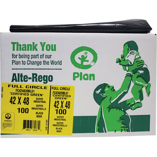 Full Circle Super Industrial Garbage Bags, Biodegradable, X-Strong, 48" L x 42" W, 1.5 mils Thick OSI Industrial Sales