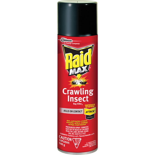 Raid&reg; Max&reg; Crawling Insect Bug Killer, 500 g, Aerosol Can, Solvent Base OSI Industrial Sales