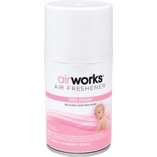 D&eacute;sodorisant en a&eacute;rosol &agrave; doses mesur&eacute;es AirWorks, Poudre pour b&eacute;b&eacute;s, Canette a&eacute;rosol OSI Industrial Sales