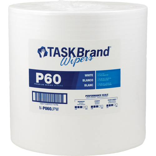 TaskBrand&reg; P60 Premium Series Wipers, All-Purpose, 13" L x 12" W OSI Industrial Sales
