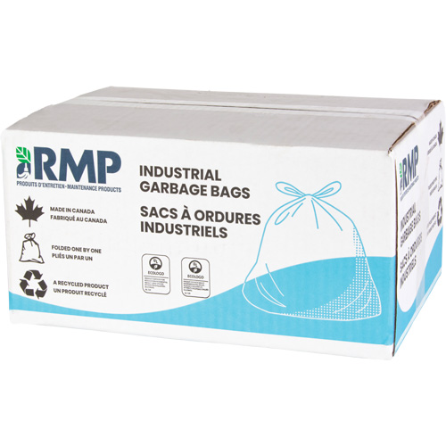 Industrial Garbage Bags, Strong, 26" W x 36" L, 0.9 mils, Black, 45 L (12 Gal.) Capacity OSI Industrial Sales