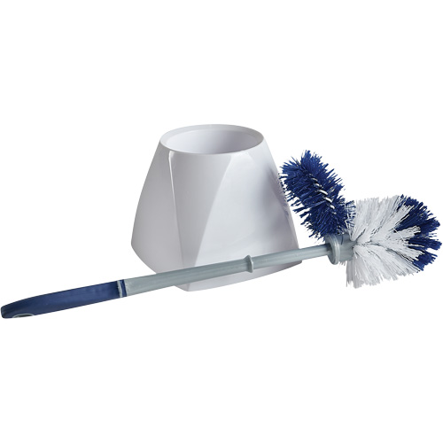 Brosse &agrave; cuvettes avec lave-rebord et valet, 15" l, Soies Synth&eacute;tique, Blanc OSI Industrial Sales