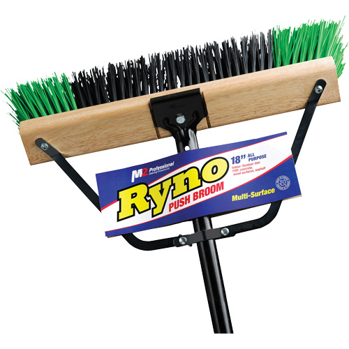 Ryno Push Broom with Braced Handle, 18", Stiff, PVC Bristles OSI Industrial Sales