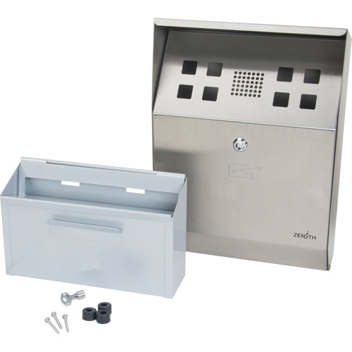 Smoking Receptacle, Wall-Mount, Stainless Steel, 1.6 Litres Capacity, 13-4/5" Height OSI Industrial Sales