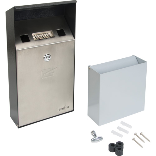 Smoking Receptacle, Wall-Mount, Stainless Steel, 1 Litre Capacity, 11-4/5" Height OSI Industrial Sales