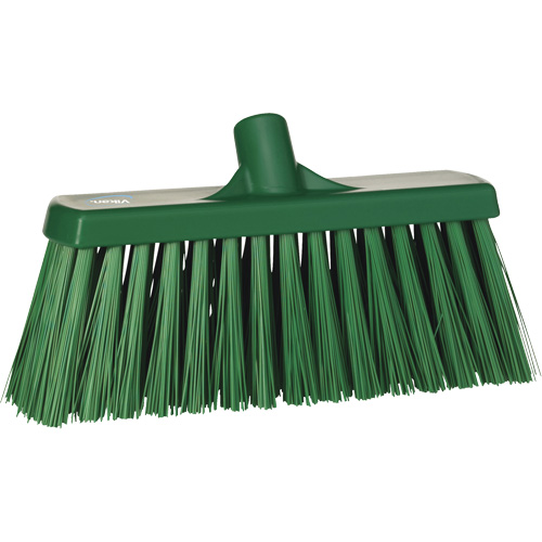 Heavy-Duty Push Broom, Stiff Bristles, 13", Polyester, Green OSI Industrial Sales