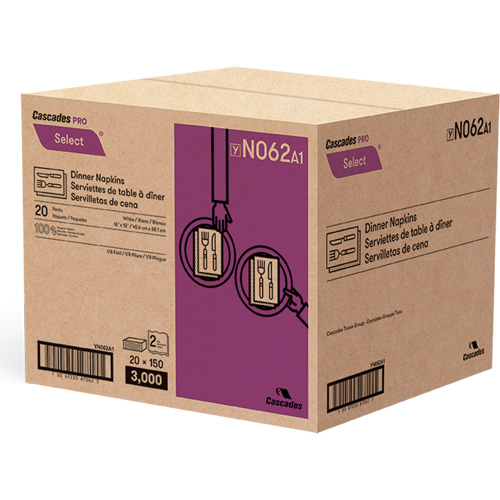 Pro Select&reg; 1/8 Fold Dinner Napkin, 2 Ply, 15" x 16" OSI Industrial Sales