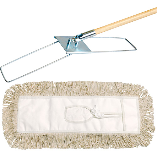 Break-Ezy Dust Mop System, Tie-On Style, Cotton, 48" L x 3-1/2" W OSI Industrial Sales