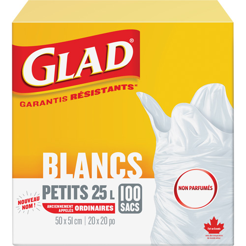 Small 25L Unscented Garbage Bags, Regular, 20" W x 20" L, White OSI Industrial Sales