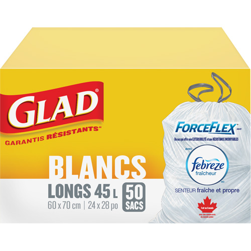Tall 45L Febreze Garbage Bags, Regular, 24" W x 28" L, White OSI Industrial Sales