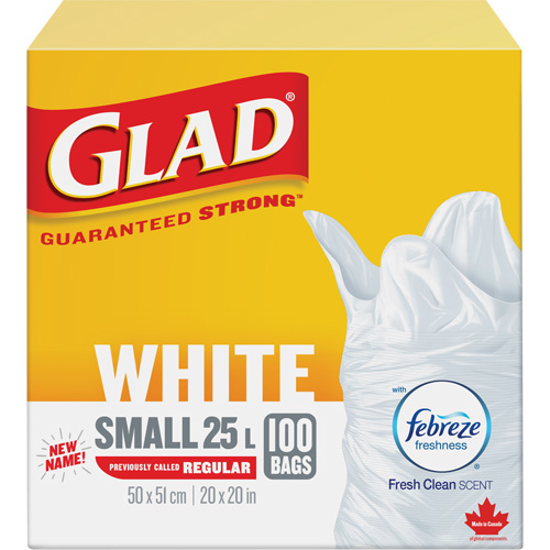 Small 25L Febreze Garbage Bags, Regular, 20" W x 20" L, White OSI Industrial Sales