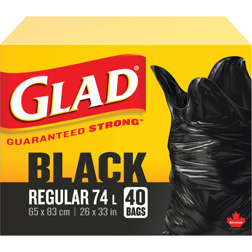 74L Garbage Bags, Regular, 26" W x 33" L, Black OSI Industrial Sales