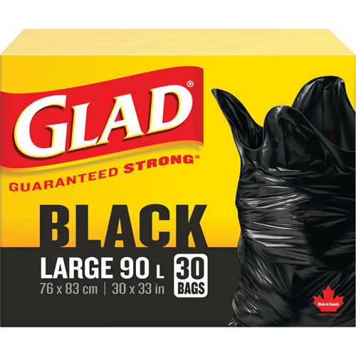 90L Garbage Bags, Regular, 30" W x 33" L, Black OSI Industrial Sales