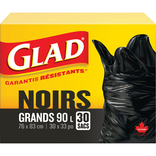 90L Garbage Bags, Regular, 30" W x 33" L, Black OSI Industrial Sales