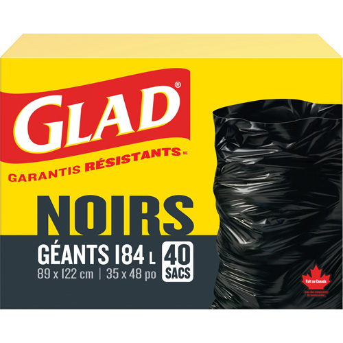 Sacs &agrave; ordures 184 L, R&eacute;gulier, 35" la x 48" lo, Noir OSI Industrial Sales