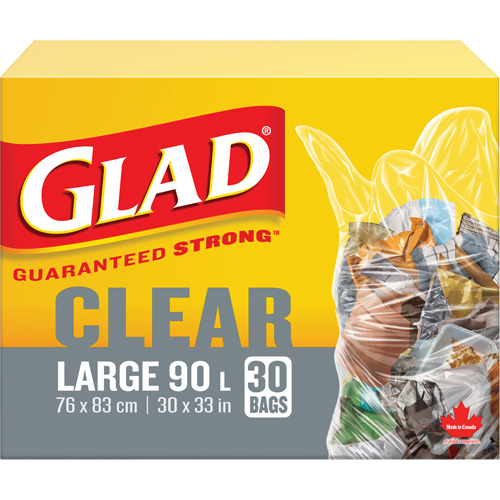 90L Garbage Bags, Regular, 30" W x 33" L, Clear OSI Industrial Sales