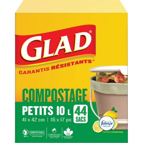 Petits sacs de compostage, R&eacute;gulier, 17" lo x 16" la, Brun, Capacit&eacute; de 10 L (3 gal.) OSI Industrial Sales