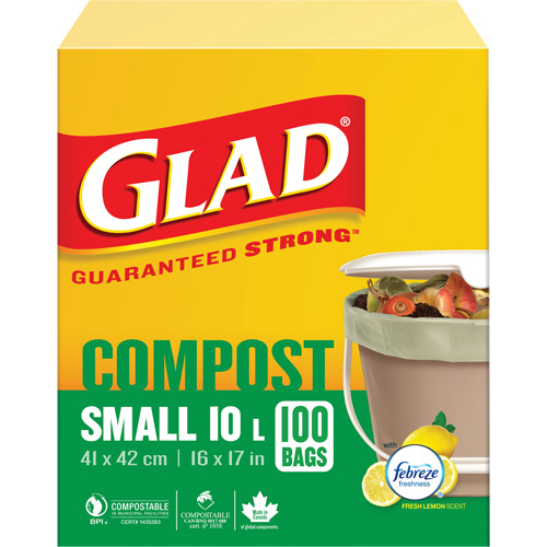 Small Compostable Bags, Regular, 17" L x 16" W, Brown, 10 L (3 Gal.) Capacity OSI Industrial Sales