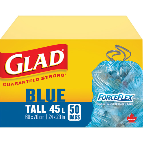 45L Recycling Bags, Regular, 24" W x 28" L, Blue OSI Industrial Sales