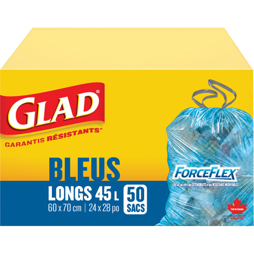 45L Recycling Bags, Regular, 24" W x 28" L, Blue OSI Industrial Sales