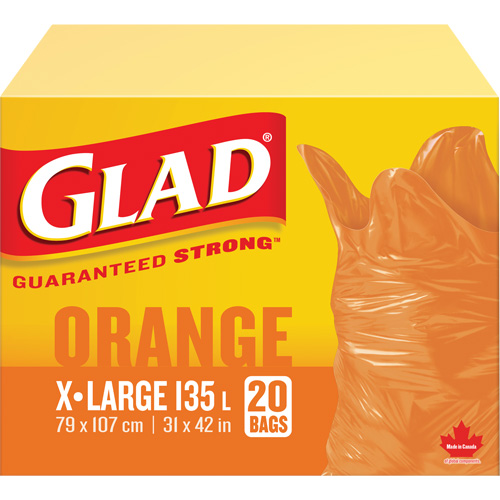 135L Garbage Bags, Regular, 31" W x 42" L, Orange OSI Industrial Sales