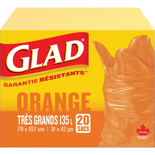 135L Garbage Bags, Regular, 31" W x 42" L, Orange OSI Industrial Sales