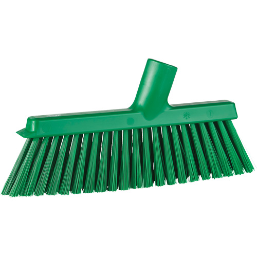 Dustpan Broom with Angled Thread, Medium Bristles, 10", Polyester, Green OSI Industrial Sales