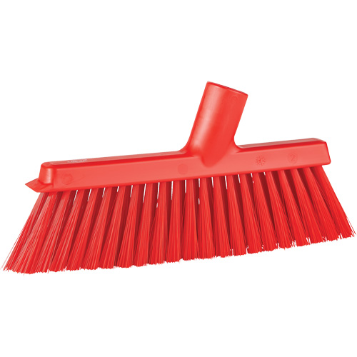 Dustpan Broom with Angled Thread, Medium Bristles, 10", Polyester, Red OSI Industrial Sales