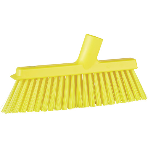 Dustpan Broom with Angled Thread, Medium Bristles, 10", Polyester, Yellow OSI Industrial Sales