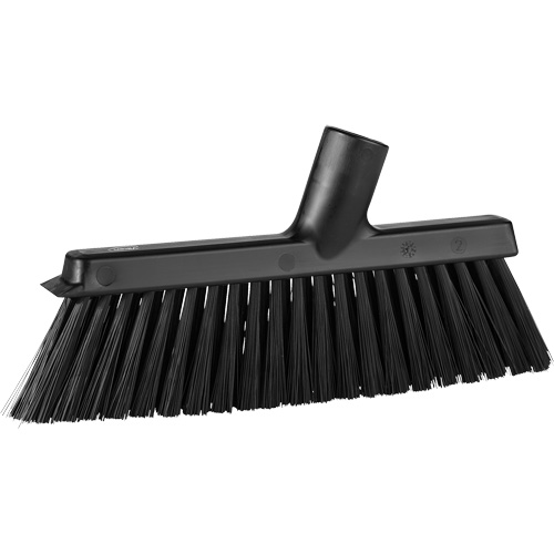 Dustpan Broom with Angled Thread, Medium Bristles, 10", Polyester, Black OSI Industrial Sales