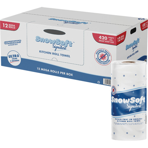 Rouleau dessuie-tout de cuisine Signature de Snow Soft, 2 Pli, 420 Feuilles/rouleau, 4,5" la, 11" lo OSI Industrial Sales