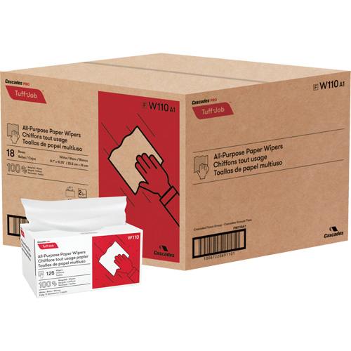 Pro Tuff-Job&reg; Single-Fold Pop-Up Paper Wipers, All-Purpose, 10-1/4" L x 8" W OSI Industrial Sales