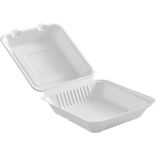 Contenants &agrave; charni&egrave;re pour nourriture compostable, Bagasse, Carr&eacute;e OSI Industrial Sales