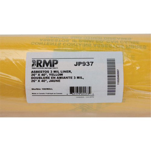 Hazardous Waste Liners, Asbestos, 40" L x 26" W, 3 mils OSI Industrial Sales