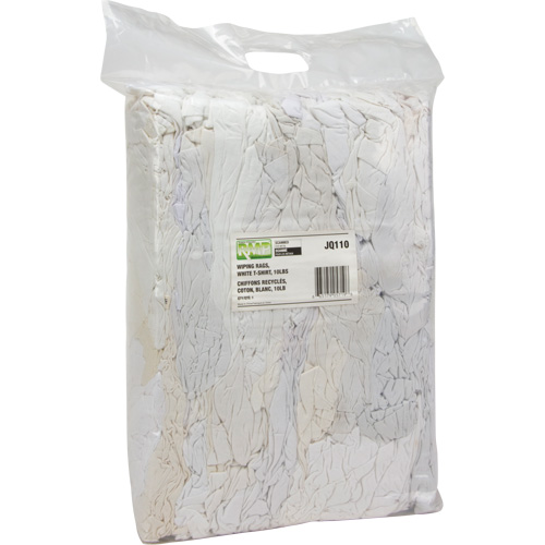 Chiffons fabriqu&eacute;s &agrave; partir de mat&eacute;riaux recycl&eacute;s, Coton, Blanc, 10 lb OSI Industrial Sales