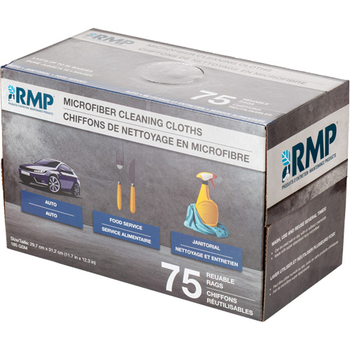 Washable Cleaning Cloths, Microfibre, White OSI Industrial Sales