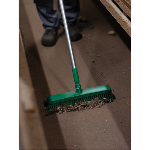 Push Broom Head, Fine/Stiff Bristles, 16-1/2", Polyester/Polypropylene, Green OSI Industrial Sales