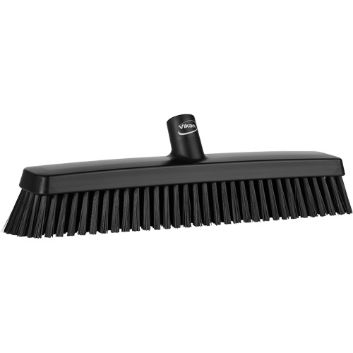 Push Broom Head, Fine/Stiff Bristles, 16-1/2", Polyester/Polypropylene, Black OSI Industrial Sales